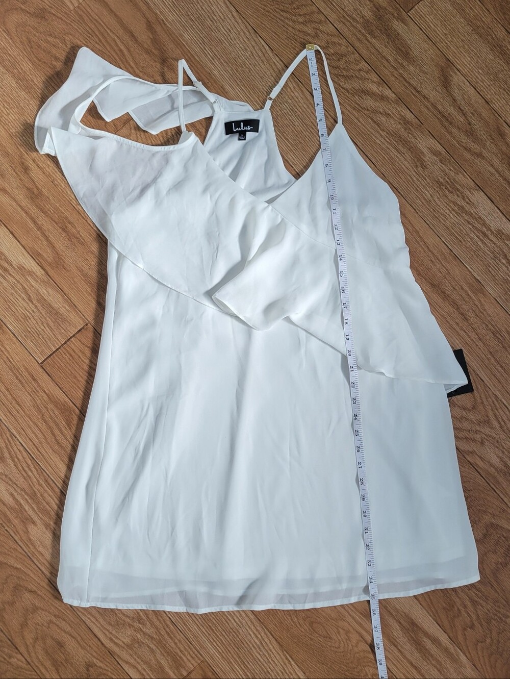Lulu's White Draped Ruffle One-Shoulder Mini Dress - Picture 8 of 9